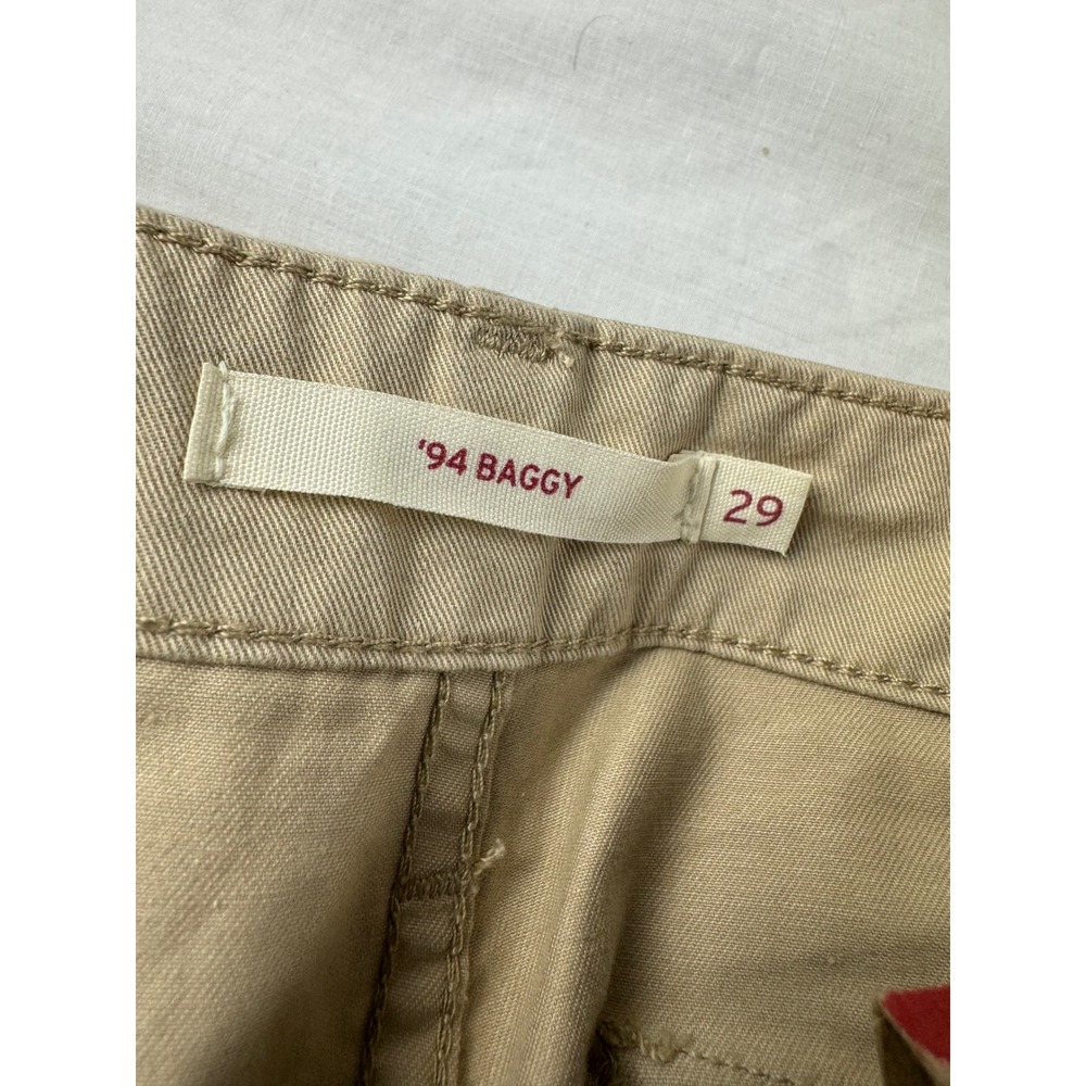 Levis 94 Baggy Cargos Tan Khaki Mid Rise Loose Fit Pants Womens 29x30 - Picture 3 of 16
